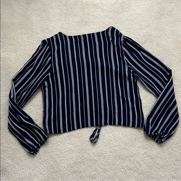 Ardene Striped Navy Tie-Front - Picture 3 of 5